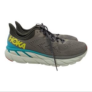 Hoka One One Gray and Teal Athletic Shoes